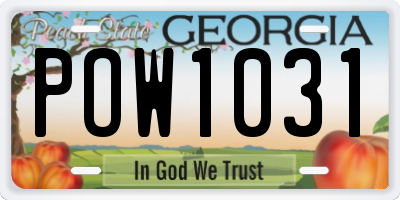 GA license plate POW1031