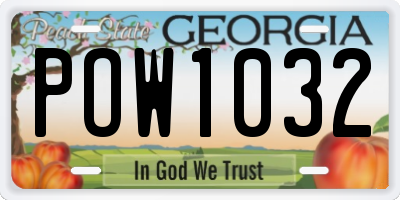 GA license plate POW1032