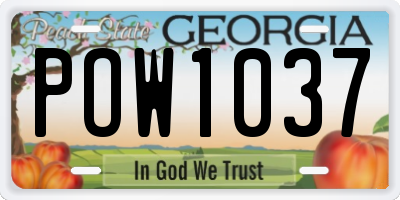 GA license plate POW1037