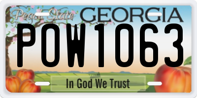 GA license plate POW1063