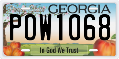 GA license plate POW1068