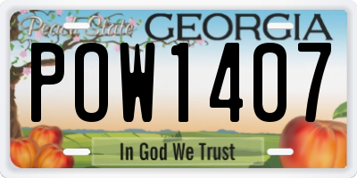 GA license plate POW1407