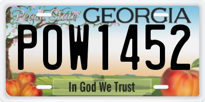 GA license plate POW1452