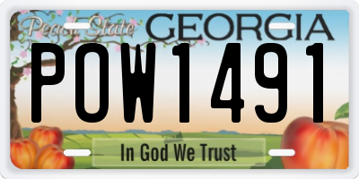 GA license plate POW1491
