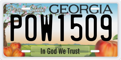 GA license plate POW1509