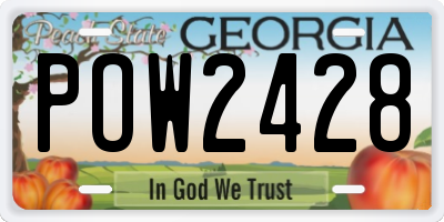 GA license plate POW2428
