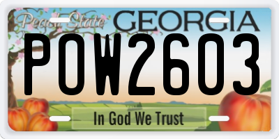 GA license plate POW2603