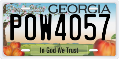 GA license plate POW4057