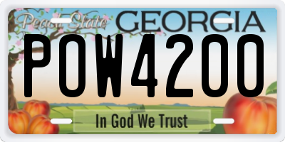 GA license plate POW4200