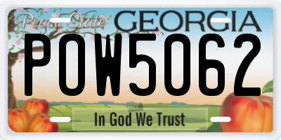GA license plate POW5062