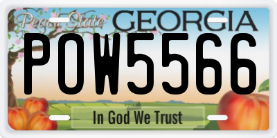 GA license plate POW5566
