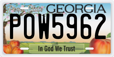 GA license plate POW5962