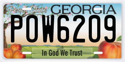 GA license plate POW6209