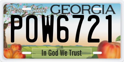 GA license plate POW6721