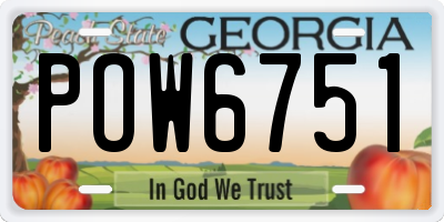 GA license plate POW6751