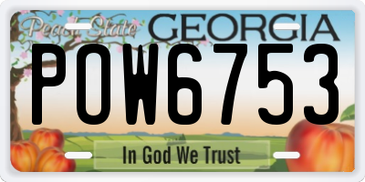 GA license plate POW6753