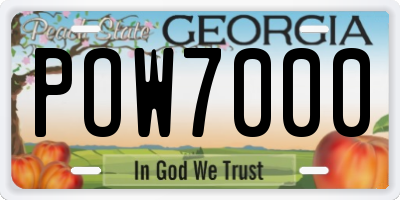 GA license plate POW7000