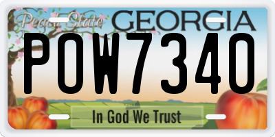 GA license plate POW7340
