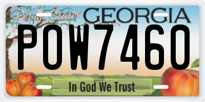 GA license plate POW7460