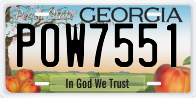 GA license plate POW7551