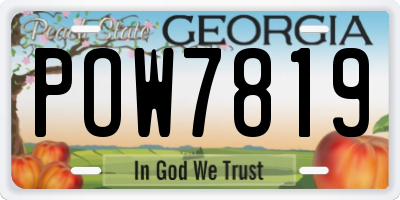 GA license plate POW7819