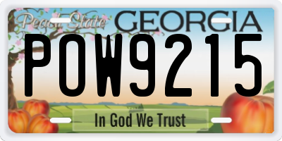 GA license plate POW9215
