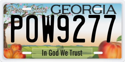 GA license plate POW9277