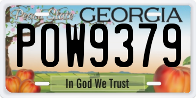 GA license plate POW9379