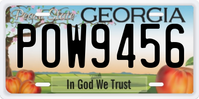 GA license plate POW9456