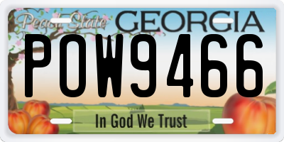GA license plate POW9466