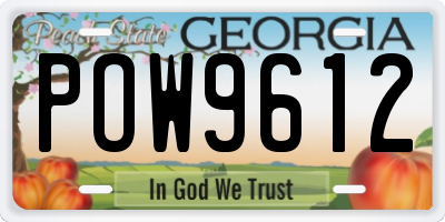 GA license plate POW9612