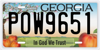GA license plate POW9651