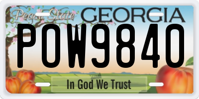GA license plate POW9840