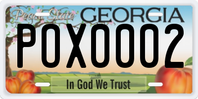GA license plate POX0002