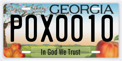 GA license plate POX0010