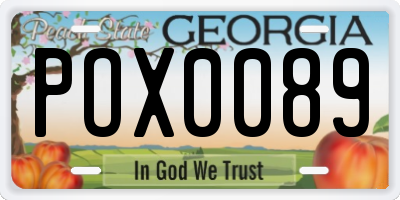 GA license plate POX0089
