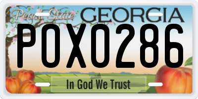 GA license plate POX0286