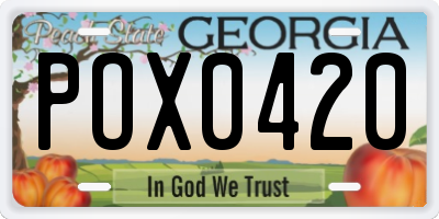 GA license plate POX0420