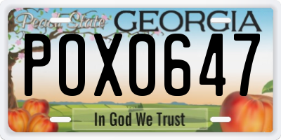 GA license plate POX0647