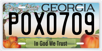 GA license plate POX0709