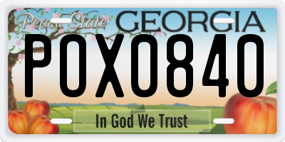 GA license plate POX0840