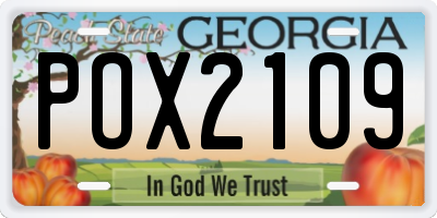 GA license plate POX2109