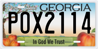 GA license plate POX2114