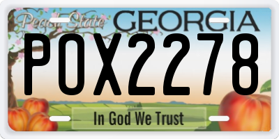 GA license plate POX2278