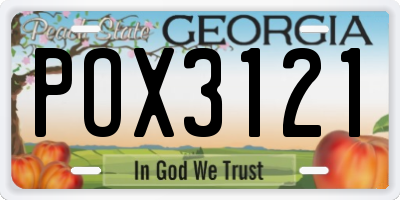 GA license plate POX3121