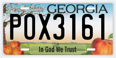 GA license plate POX3161