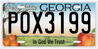 GA license plate POX3199