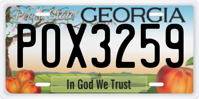 GA license plate POX3259