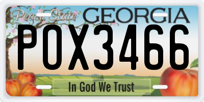 GA license plate POX3466