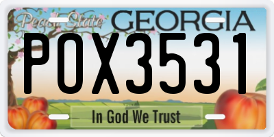 GA license plate POX3531